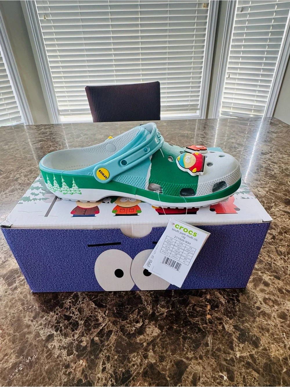 CROCS Green and Light Gray Mountain Graphic Clog with Charms